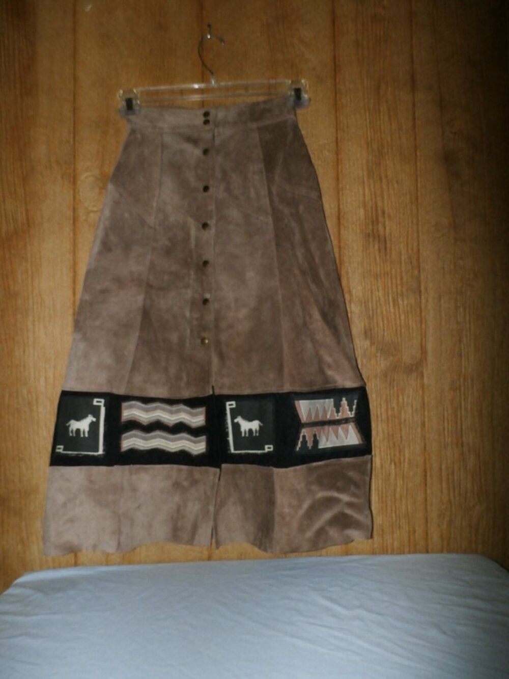 Vintage Handmade Western Horse Native American Suede Leather Skirt Size XS - Picture 5 of 16